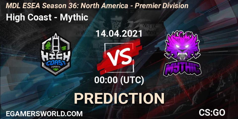 High Coast - Mythic: прогноз. 14.04.2021 at 00:00, Counter-Strike (CS2), MDL ESEA Season 36: North America - Premier Division