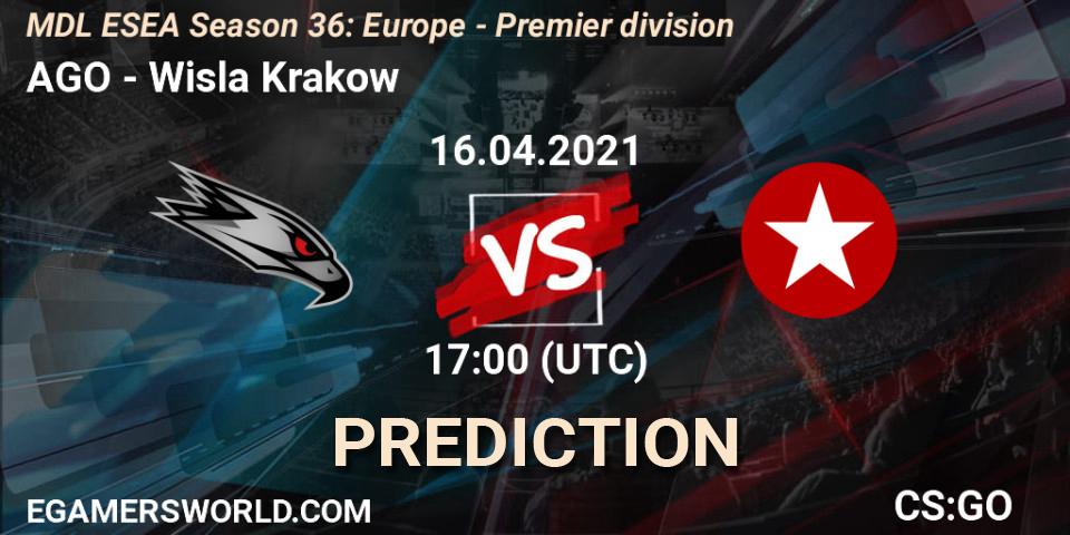 AGO - Wisla Krakow: прогноз. 16.04.2021 at 17:10, Counter-Strike (CS2), MDL ESEA Season 36: Europe - Premier division