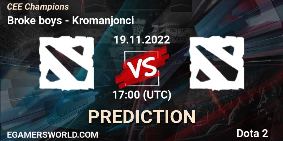 Broke boys - Kromanjonci: прогноз. 19.11.2022 at 17:00, Dota 2, CEE Champions