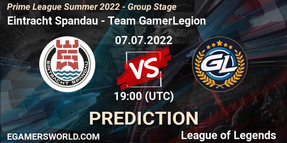 Eintracht Spandau - Team GamerLegion: прогноз. 07.07.22, LoL, Prime League Summer 2022 - Group Stage