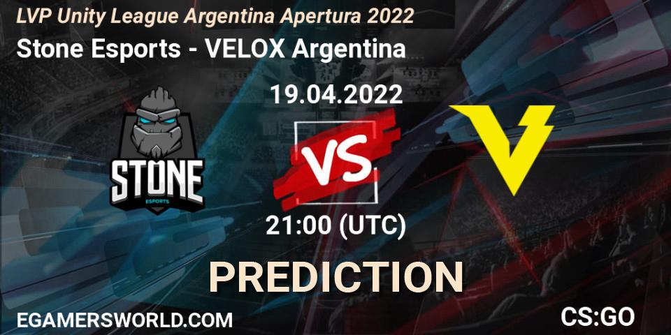 Stone Esports - VELOX Argentina: прогноз. 03.05.2022 at 21:00, Counter-Strike (CS2), LVP Unity League Argentina Apertura 2022