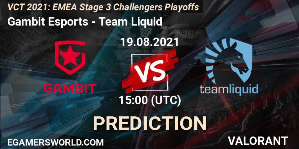 Gambit Esports - Team Liquid: прогноз. 19.08.2021 at 15:00, VALORANT, VCT 2021: EMEA Stage 3 Challengers Playoffs
