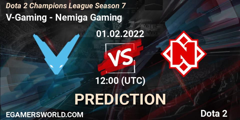 V-Gaming - Nemiga Gaming: прогноз. 01.02.2022 at 12:01, Dota 2, Dota 2 Champions League 2022 Season 7