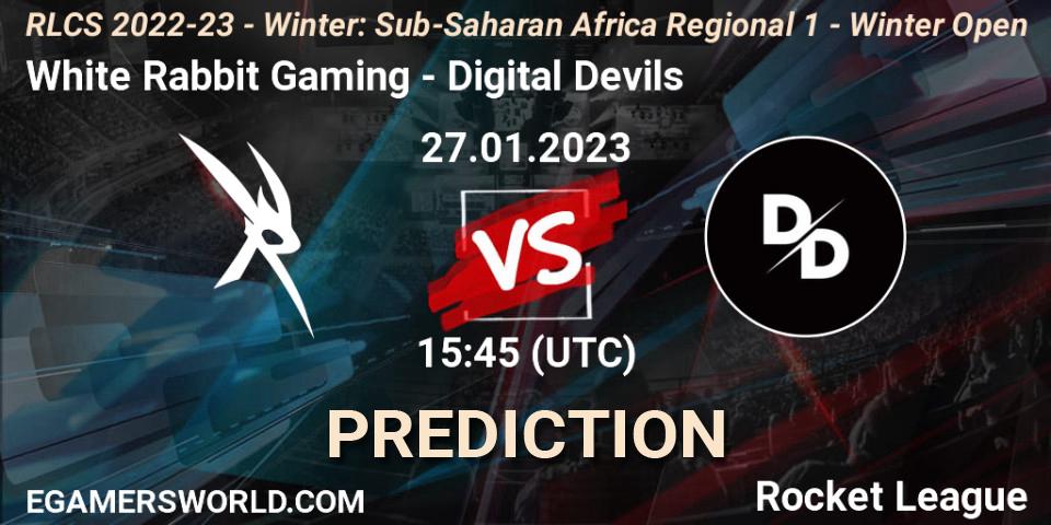 White Rabbit Gaming - Digital Devils: прогноз. 27.01.2023 at 15:45, Rocket League, RLCS 2022-23 - Winter: Sub-Saharan Africa Regional 1 - Winter Open