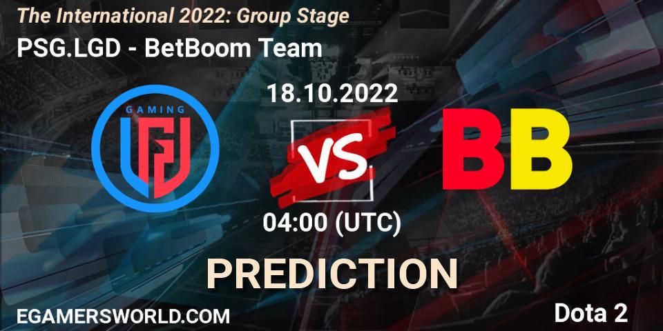 PSG.LGD - BetBoom Team: прогноз. 18.10.2022 at 04:20, Dota 2, The International 2022: Group Stage