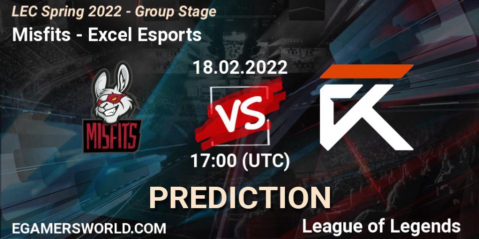 Misfits - Excel Esports: прогноз. 18.02.2022 at 18:10, LoL, LEC Spring 2022 - Group Stage