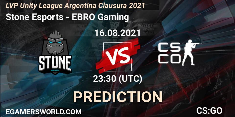 Stone Esports - EBRO Gaming: прогноз. 23.08.2021 at 23:30, Counter-Strike (CS2), LVP Unity League Argentina Clausura 2021