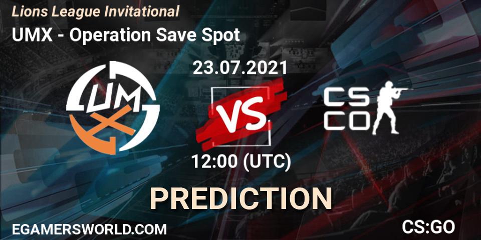 UMX - Operation Save Spot: прогноз. 23.07.2021 at 12:00, Counter-Strike (CS2), Lions League Invitational