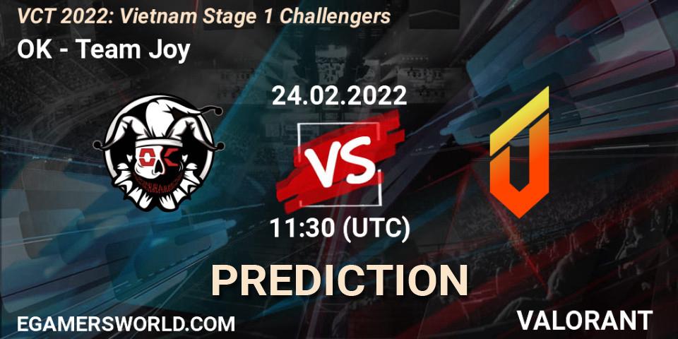 OK - Team Joy: прогноз. 24.02.2022 at 11:30, VALORANT, VCT 2022: Vietnam Stage 1 Challengers