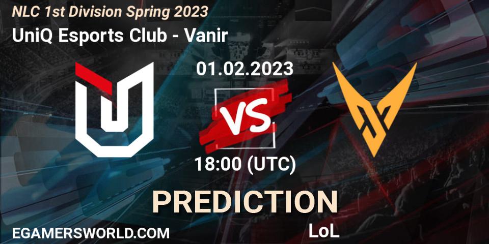 UniQ Esports Club - Vanir: прогноз. 01.02.2023 at 18:00, LoL, NLC 1st Division Spring 2023