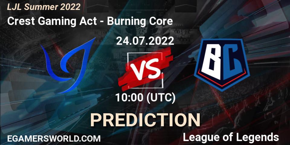 Crest Gaming Act - Burning Core: прогноз. 24.07.2022 at 10:00, LoL, LJL Summer 2022
