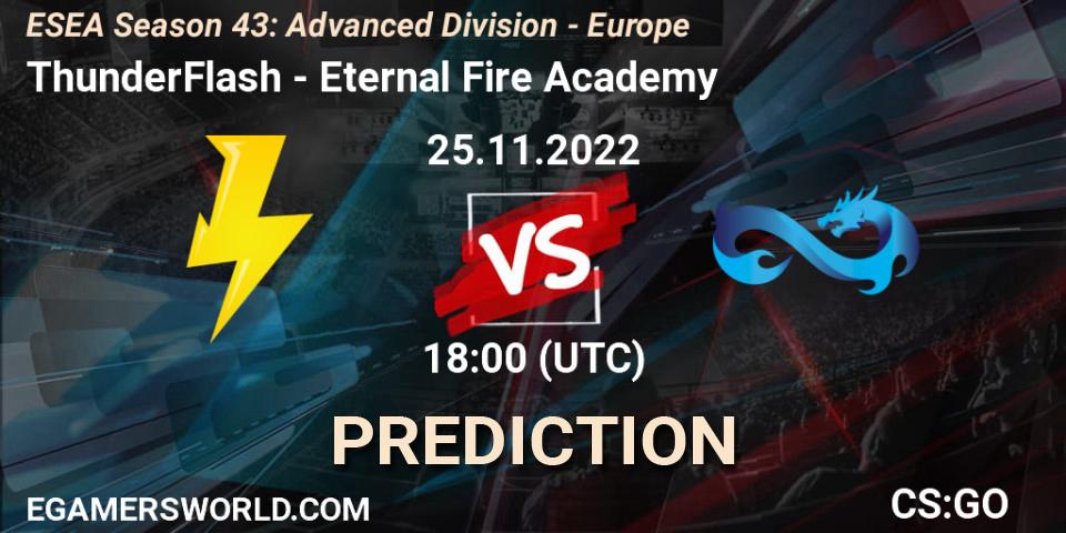 ThunderFlash - Eternal Fire Academy: прогноз. 25.11.2022 at 18:00, Counter-Strike (CS2), ESEA Season 43: Advanced Division - Europe