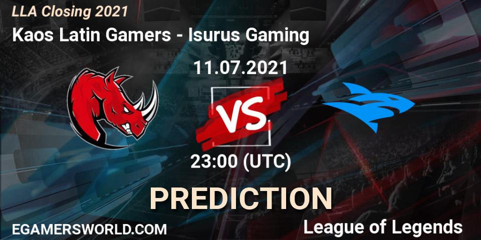 Kaos Latin Gamers - Isurus Gaming: прогноз. 11.07.21, LoL, LLA Closing 2021