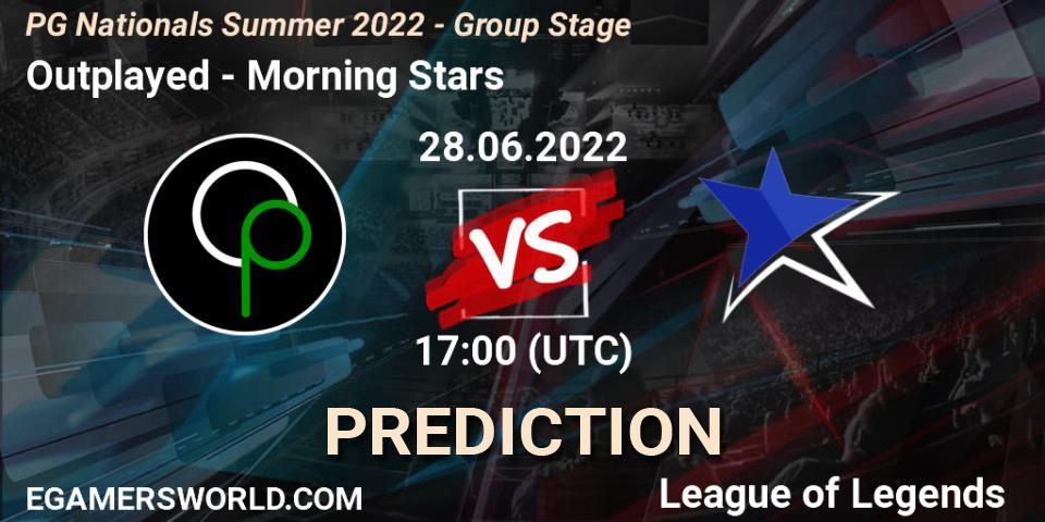 Outplayed - Morning Stars: прогноз. 28.06.2022 at 17:00, LoL, PG Nationals Summer 2022 - Group Stage