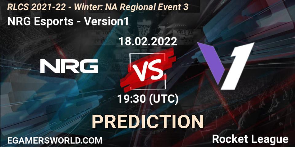 NRG Esports - Version1: прогноз. 18.02.2022 at 19:30, Rocket League, RLCS 2021-22 - Winter: NA Regional Event 3