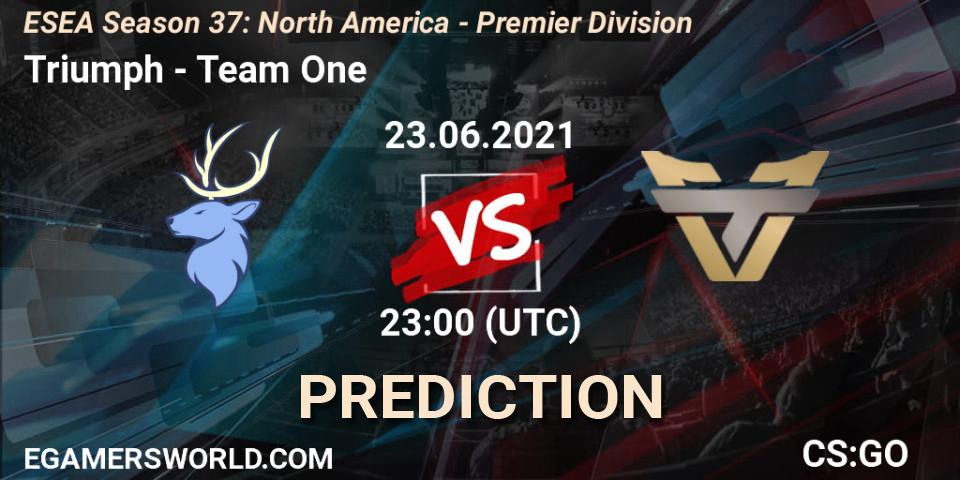 Triumph - Team One: прогноз. 23.06.2021 at 23:00, Counter-Strike (CS2), ESEA Season 37: North America - Premier Division