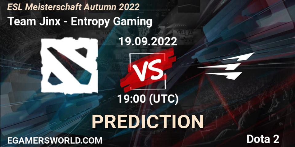 Team Jinx - Entropy Gaming: прогноз. 19.09.2022 at 20:00, Dota 2, ESL Meisterschaft Autumn 2022