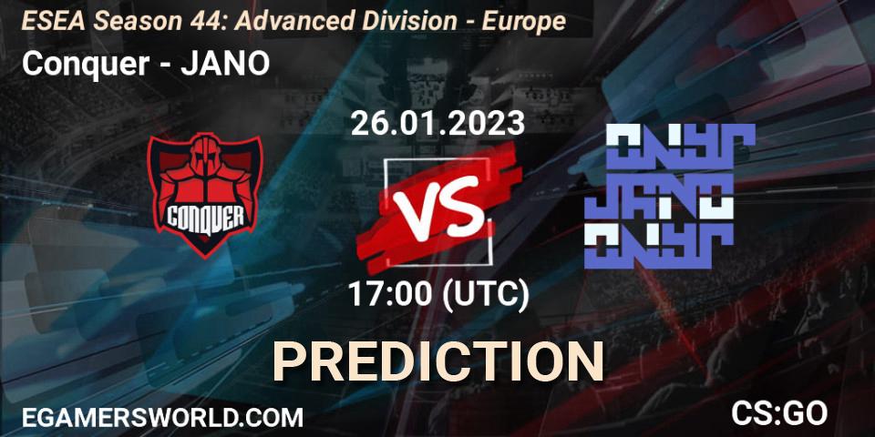 Conquer - JANO: прогноз. 26.01.2023 at 17:00, Counter-Strike (CS2), ESEA Season 44: Advanced Division - Europe