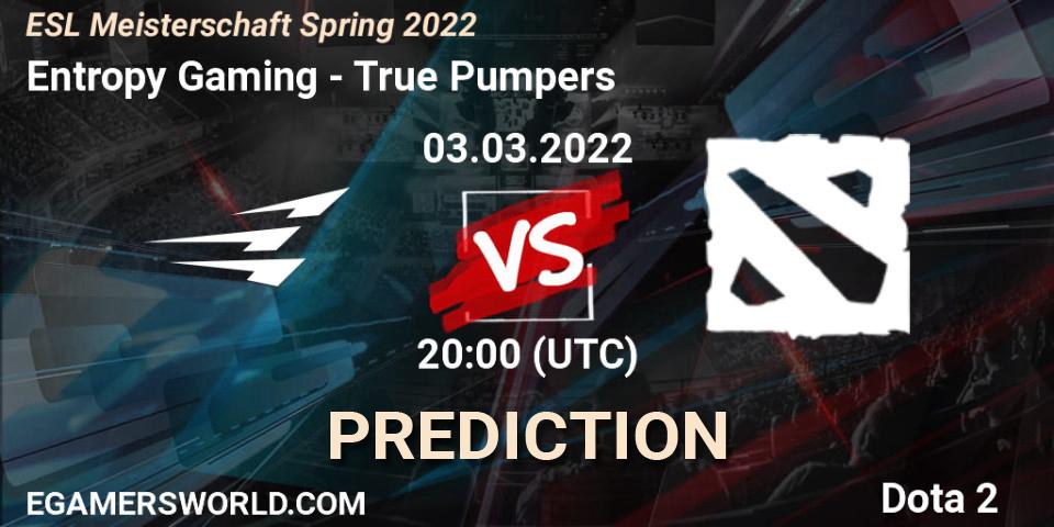Entropy Gaming - True Pumpers: прогноз. 03.03.2022 at 20:00, Dota 2, ESL Meisterschaft Spring 2022