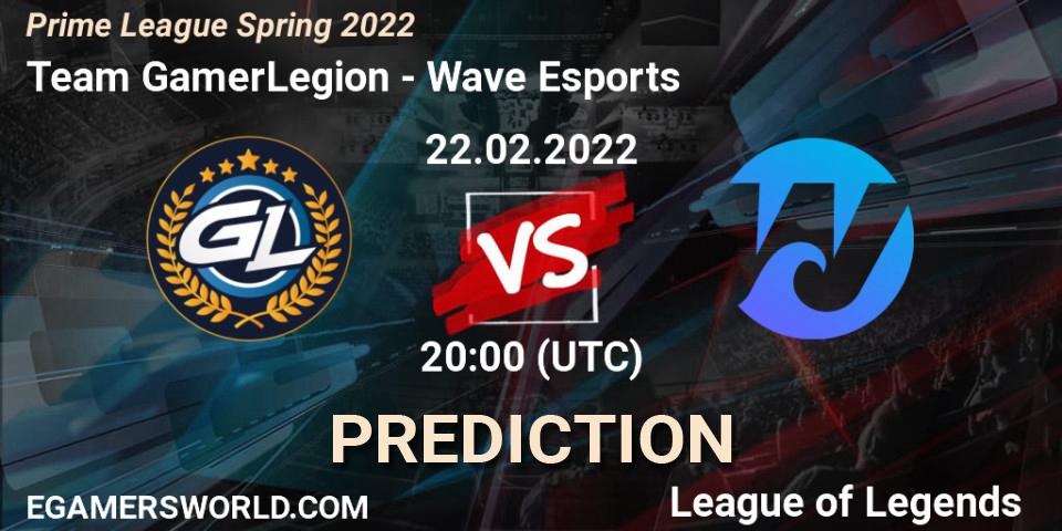 Team GamerLegion - Wave Esports: прогноз. 22.02.2022 at 20:00, LoL, Prime League Spring 2022