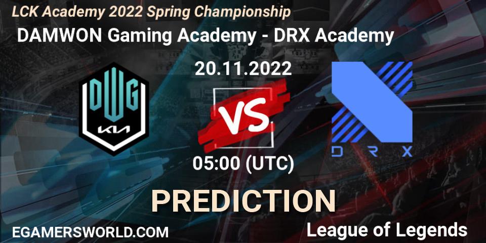  DAMWON Gaming Academy - DRX Academy: прогноз. 20.11.2022 at 05:00, LoL, LCK Academy 2022 Spring Championship