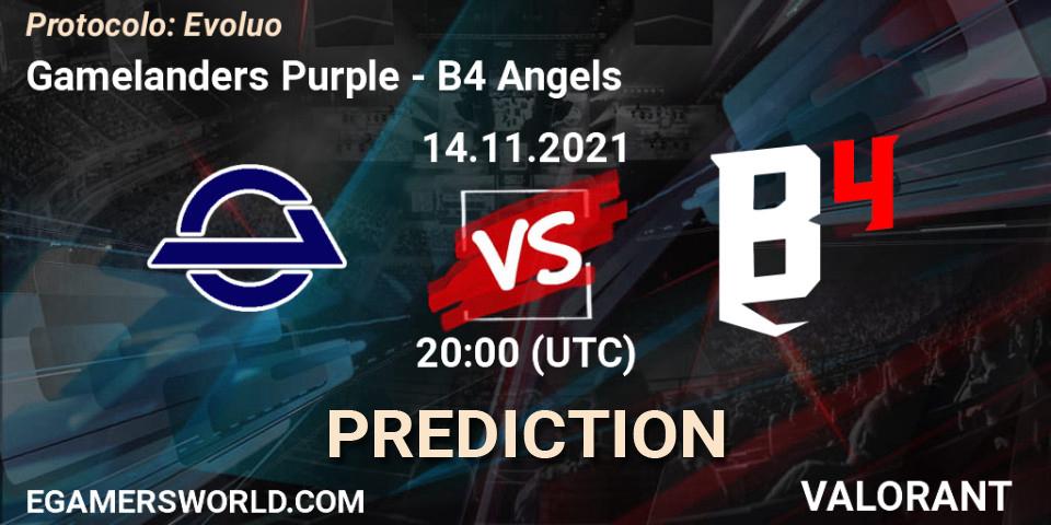 Gamelanders Purple - B4 Angels: прогноз. 14.11.2021 at 20:00, VALORANT, Protocolo: Evolução