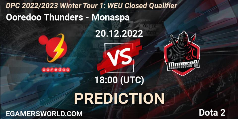 Ooredoo Thunders - Monaspa: прогноз. 20.12.2022 at 14:44, Dota 2, DPC 2022/2023 Winter Tour 1: WEU Closed Qualifier