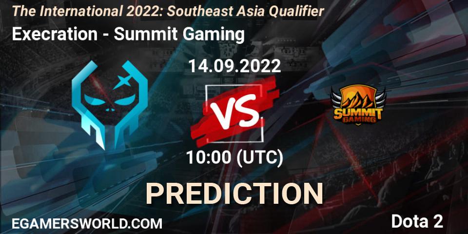 Execration - Summit Gaming: прогноз. 14.09.2022 at 12:02, Dota 2, The International 2022: Southeast Asia Qualifier