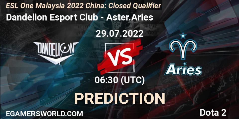 Dandelion Esport Club - Aster.Aries: прогноз. 29.07.2022 at 06:32, Dota 2, ESL One Malaysia 2022 China: Closed Qualifier