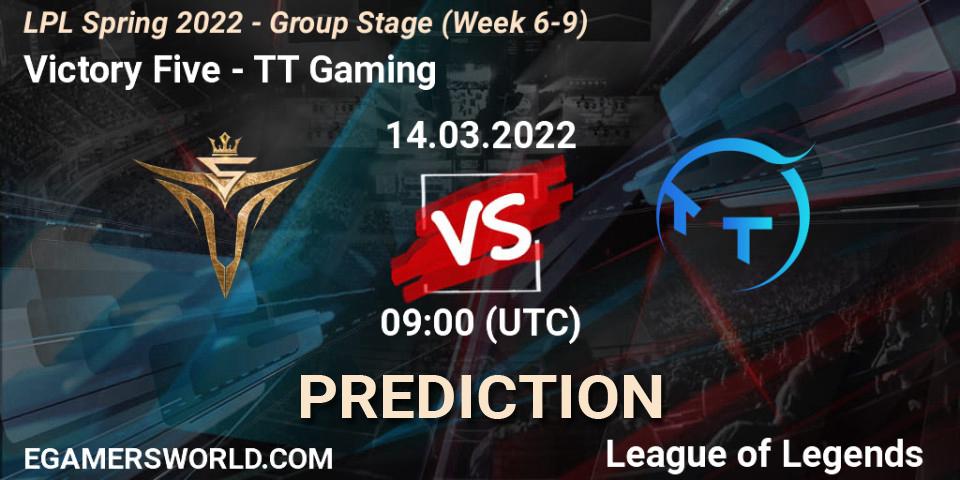 Victory Five - TT Gaming: прогноз. 14.03.2022 at 09:00, LoL, LPL Spring 2022 - Group Stage (Week 6-9)