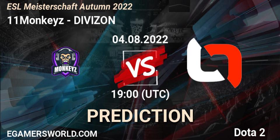 11Monkeyz - DIVIZON: прогноз. 04.08.2022 at 19:25, Dota 2, ESL Meisterschaft Autumn 2022