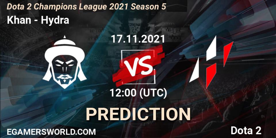 Khan - Hydra: прогноз. 17.11.21, Dota 2, Dota 2 Champions League 2021 Season 5