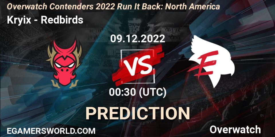 Kryix - Redbirds: прогноз. 09.12.2022 at 00:30, Overwatch, Overwatch Contenders 2022 Run It Back: North America
