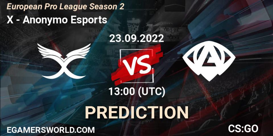 X - Anonymo Esports: прогноз. 23.09.2022 at 13:00, Counter-Strike (CS2), European Pro League Season 2