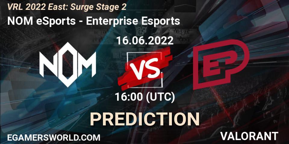 NOM eSports - Enterprise Esports: прогноз. 16.06.2022 at 16:00, VALORANT, VRL 2022 East: Surge Stage 2