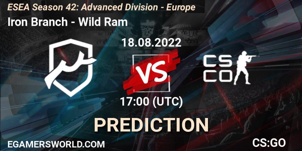 Iron Branch - Wild Ram: прогноз. 18.08.2022 at 17:00, Counter-Strike (CS2), ESEA Season 42: Advanced Division - Europe