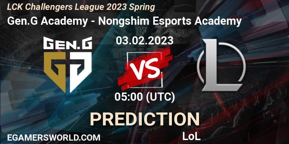 Gen.G Academy - Nongshim Esports Academy: прогноз. 03.02.2023 at 05:00, LoL, LCK Challengers League 2023 Spring