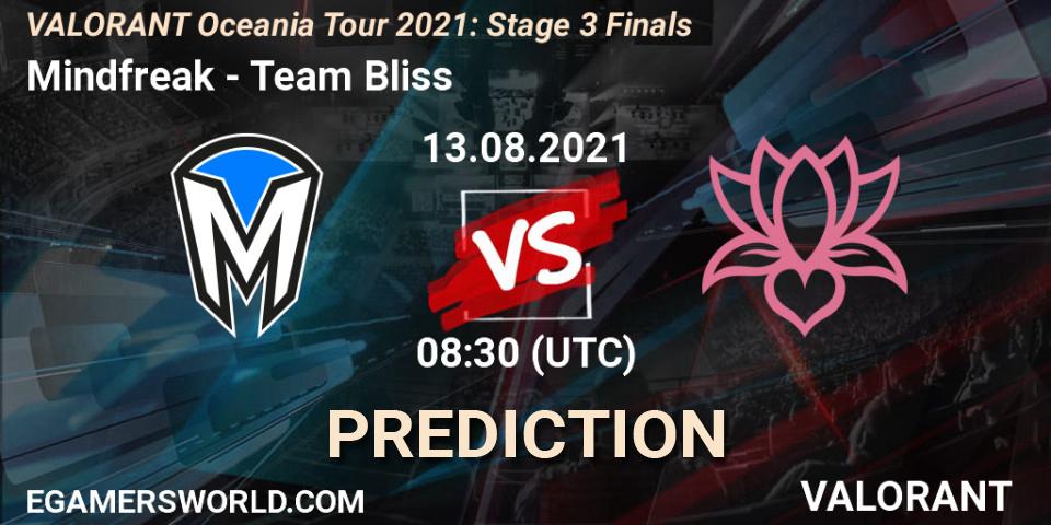 Mindfreak - Team Bliss: прогноз. 13.08.2021 at 08:30, VALORANT, VALORANT Oceania Tour 2021: Stage 3 Finals