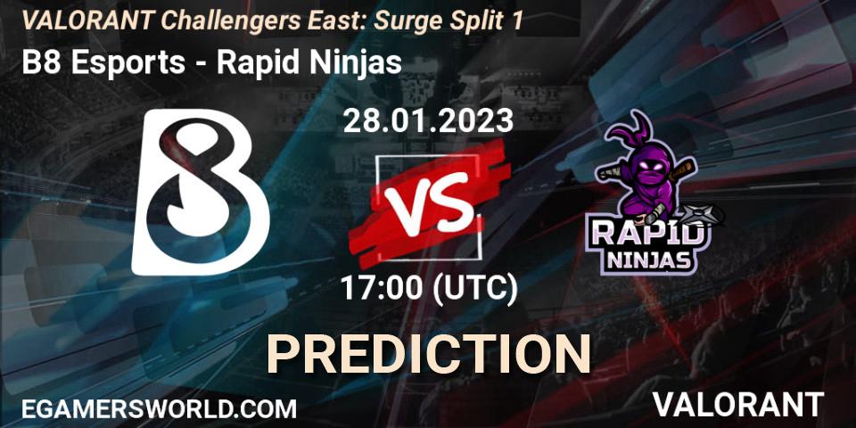 B8 Esports - Rapid Ninjas: прогноз. 28.01.23, VALORANT, VALORANT Challengers 2023 East: Surge Split 1