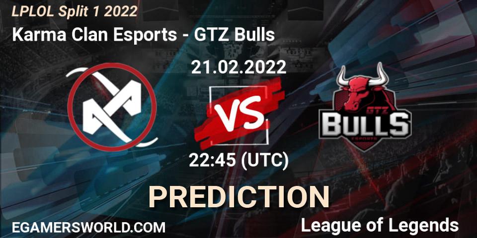 Karma Clan Esports - GTZ Bulls: прогноз. 21.02.22, LoL, LPLOL Split 1 2022