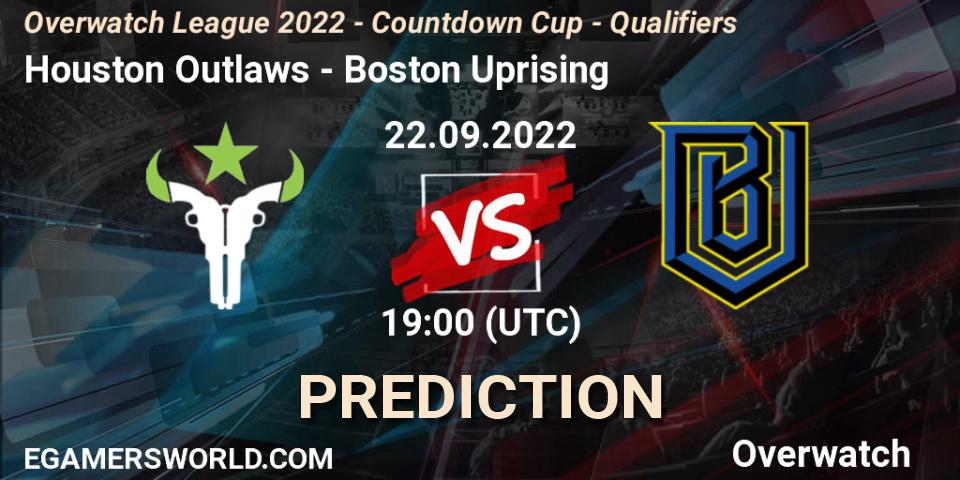 Houston Outlaws - Boston Uprising: прогноз. 22.09.22, Overwatch, Overwatch League 2022 - Countdown Cup - Qualifiers