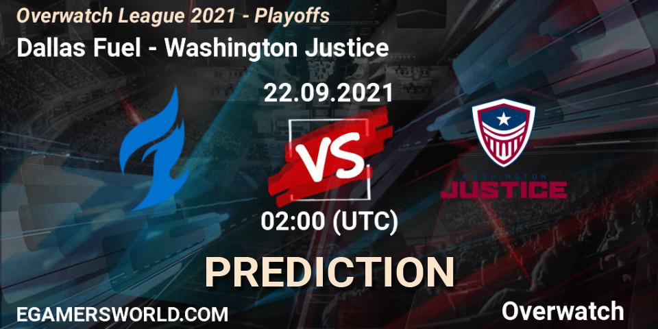 Dallas Fuel - Washington Justice: прогноз. 21.09.2021 at 23:00, Overwatch, Overwatch League 2021 - Playoffs