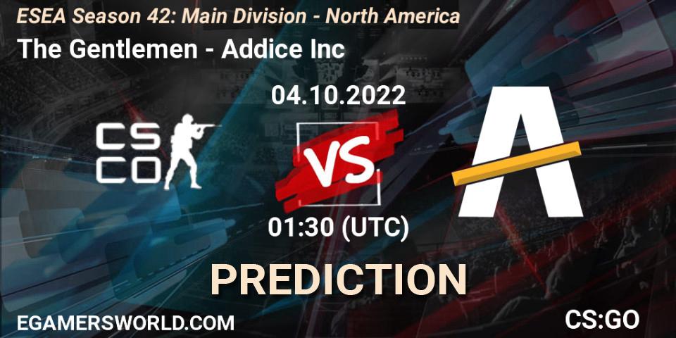 The Gentlemen - Addice Inc: прогноз. 04.10.2022 at 01:30, Counter-Strike (CS2), ESEA Season 42: Main Division - North America