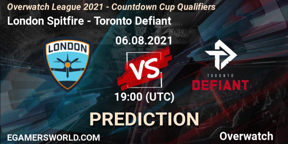 London Spitfire - Toronto Defiant: прогноз. 06.08.2021 at 19:00, Overwatch, Overwatch League 2021 - Countdown Cup Qualifiers