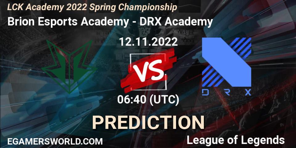 Brion Esports Academy - DRX Academy: прогноз. 12.11.2022 at 06:40, LoL, LCK Academy 2022 Spring Championship