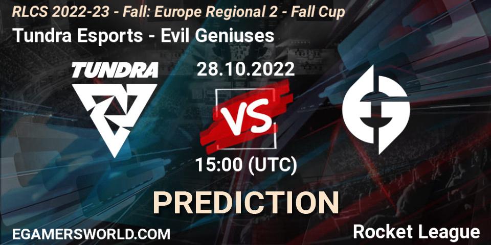 Tundra Esports - Evil Geniuses: прогноз. 28.10.2022 at 15:00, Rocket League, RLCS 2022-23 - Fall: Europe Regional 2 - Fall Cup