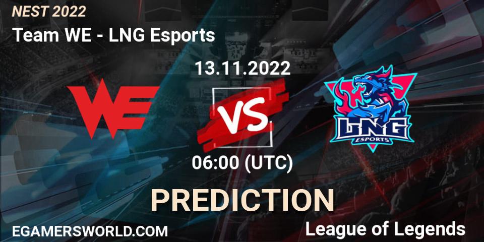 Team WE - LNG Esports: прогноз. 13.11.2022 at 06:00, LoL, NEST 2022