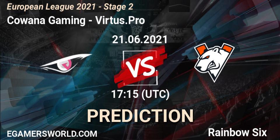 Cowana Gaming - Virtus.Pro: прогноз. 21.06.2021 at 17:15, Rainbow Six, European League 2021 - Stage 2