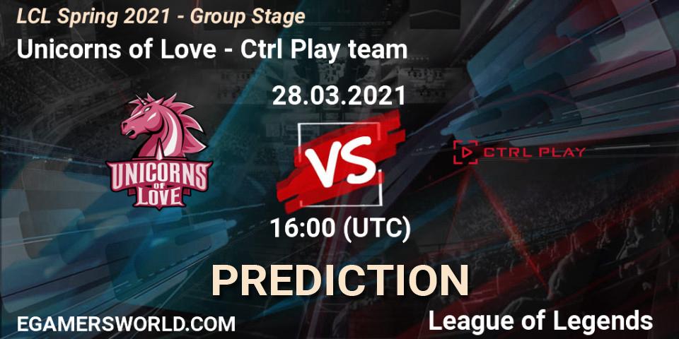 Unicorns of Love - Ctrl Play team: прогноз. 28.03.21, LoL, LCL Spring 2021 - Group Stage
