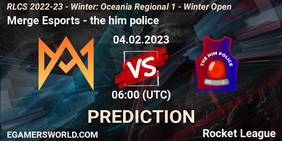 Merge Esports - the him police: прогноз. 04.02.2023 at 09:00, Rocket League, RLCS 2022-23 - Winter: Oceania Regional 1 - Winter Open